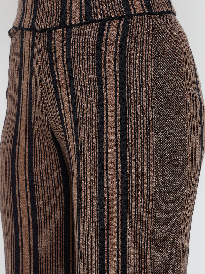 Madame Striped Three Piece Brown Co-ord Set