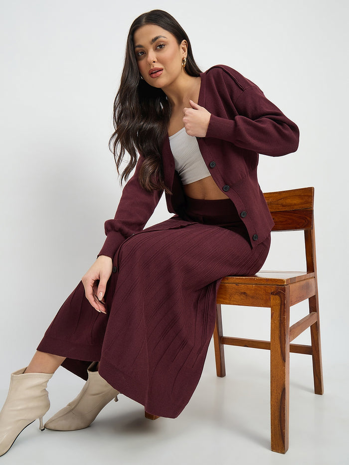 Madame Surplice Neck Top and Flared Skirt Co-ord Set