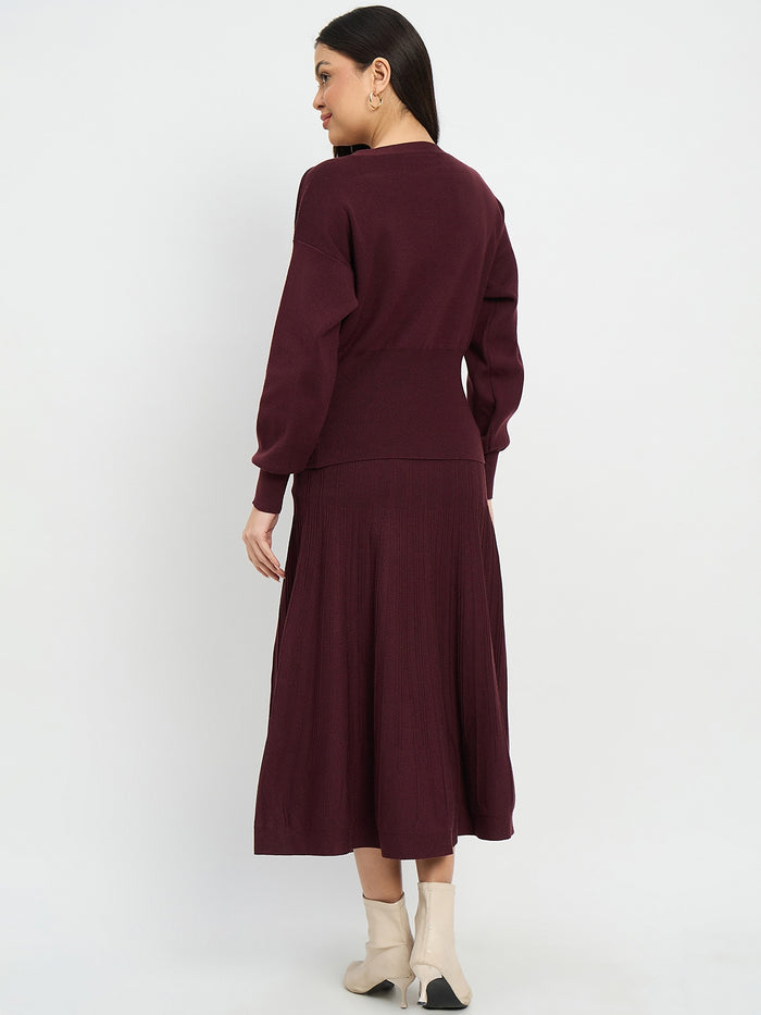 Madame Surplice Neck Top and Flared Skirt Co-ord Set