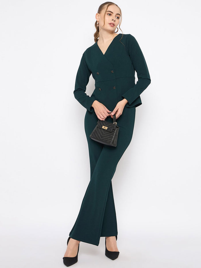 Madame Teal Knit Moss Overlap Top and Bottom Co-ord Set