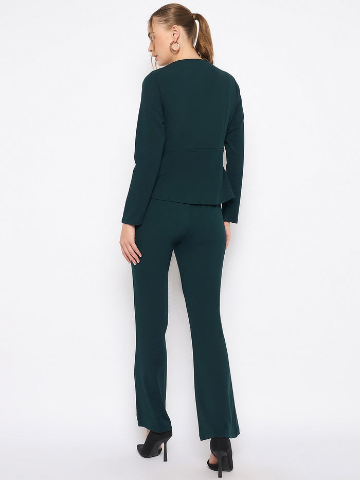 Madame Teal Knit Moss Overlap Top and Bottom Co-ord Set