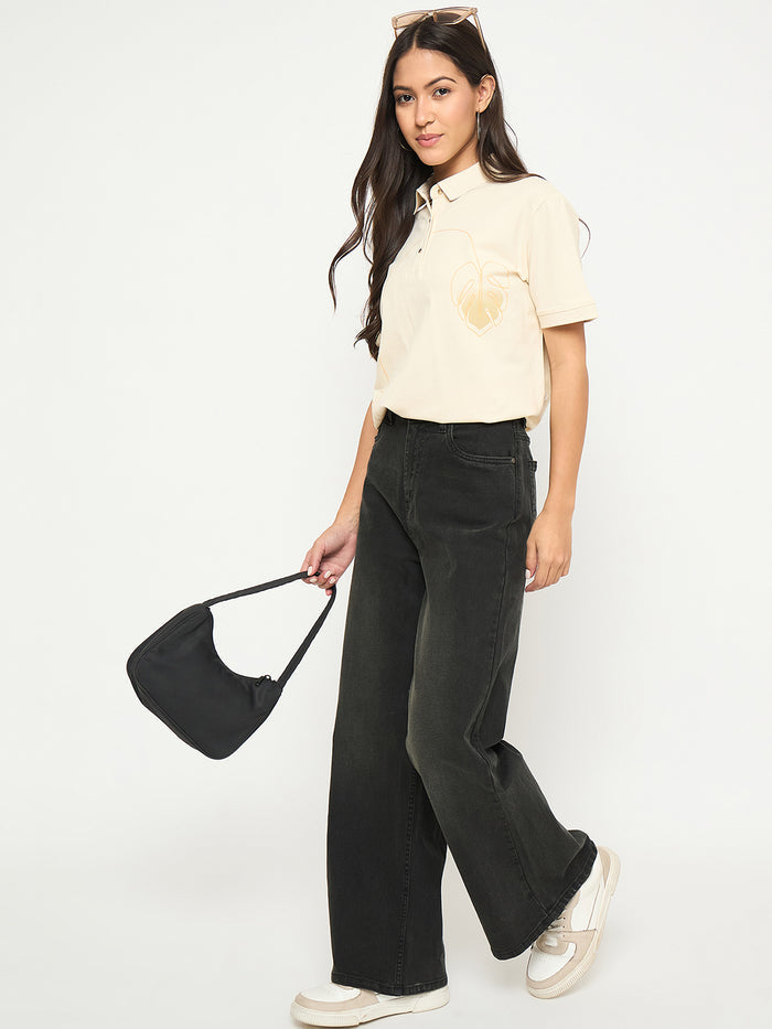 Madame Whiskered Charcoal Black Cotton Blend Jeans