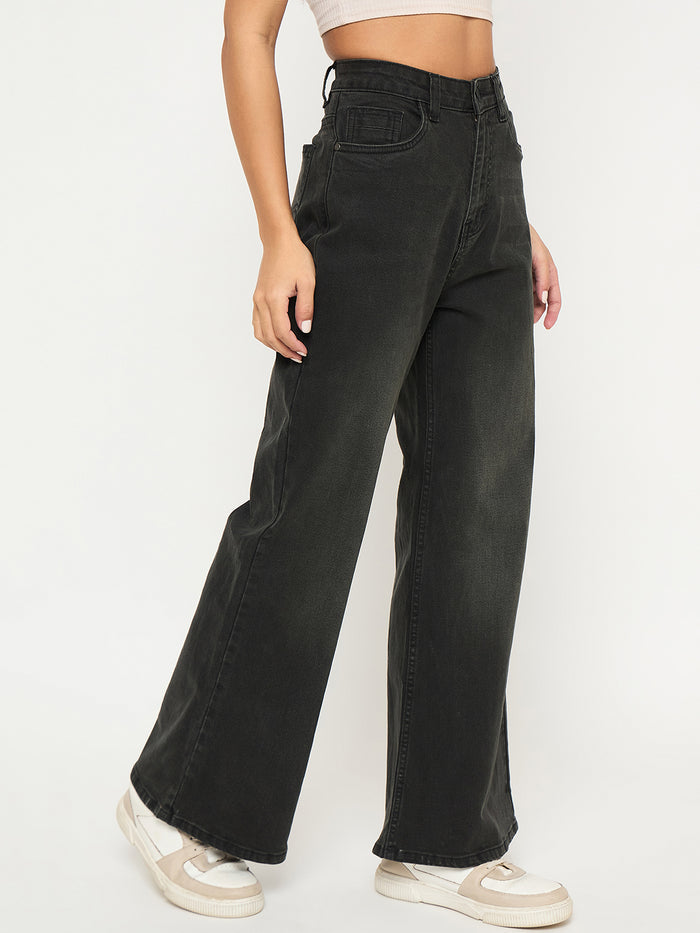 Madame Whiskered Charcoal Black Cotton Blend Jeans