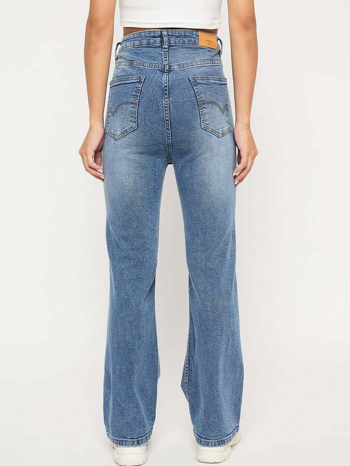 Madame Whiskered Stone Wash Light Blue Jeans