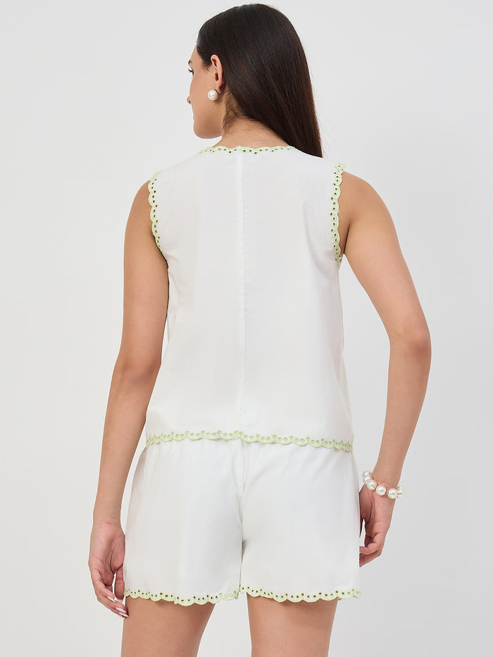 Madame White Embroidered Co-Ord Set