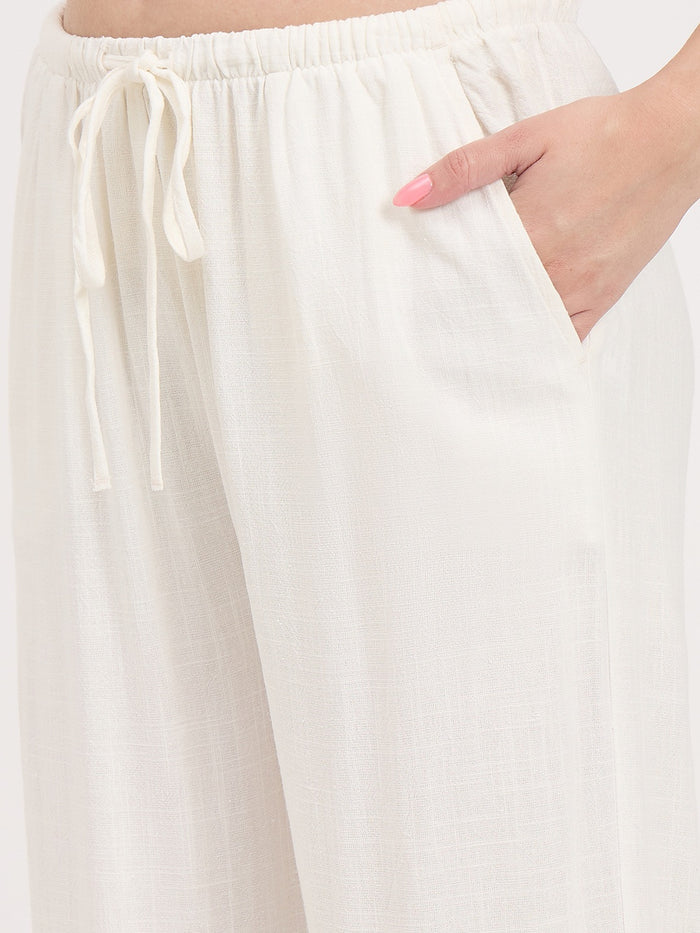 Madame White Rayon Blend Co-ord Set