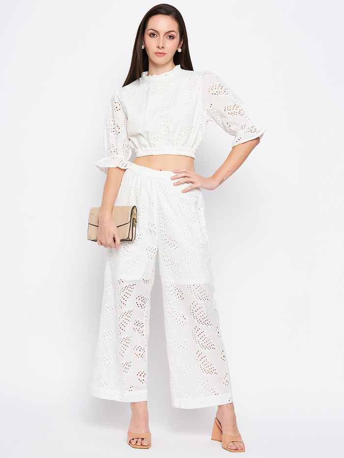 Madame White Self Design Co-Ord Set