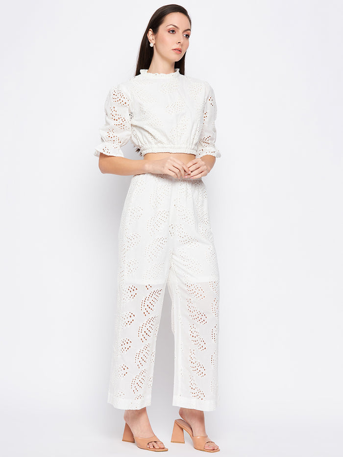 Madame White Self Design Co-Ord Set