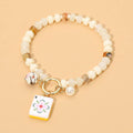Mahjong Tile Charm Beaded Stretch Bracelet - White