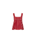MARGIE TIE-BACK TOP GARNET POLKA DOT
