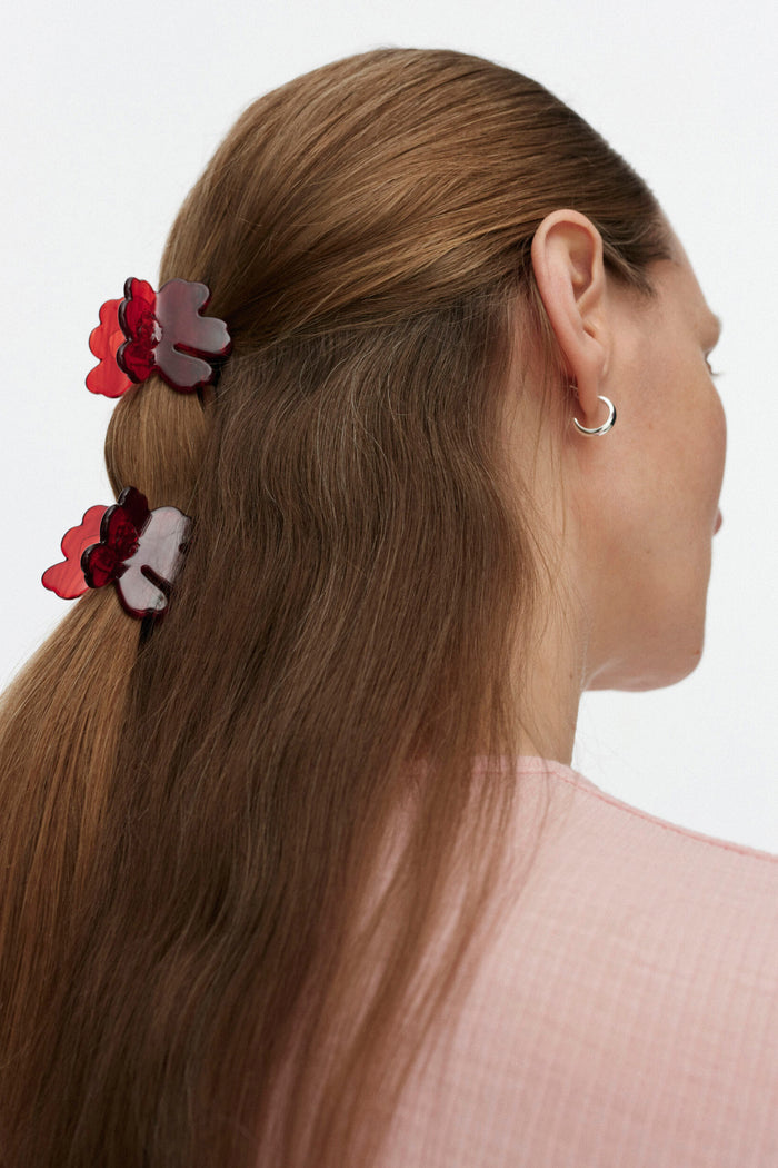 Marimekko Nano Unikko Hair Clip Set Red