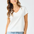 Mary Square Brielle V Neck Tee In White *FINAL SALE*