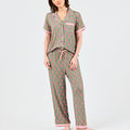 Mary Square Charlotte Petal Sketch Olive Pants Lounge Set