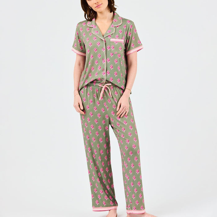 Mary Square Charlotte Petal Sketch Olive Pants Lounge Set