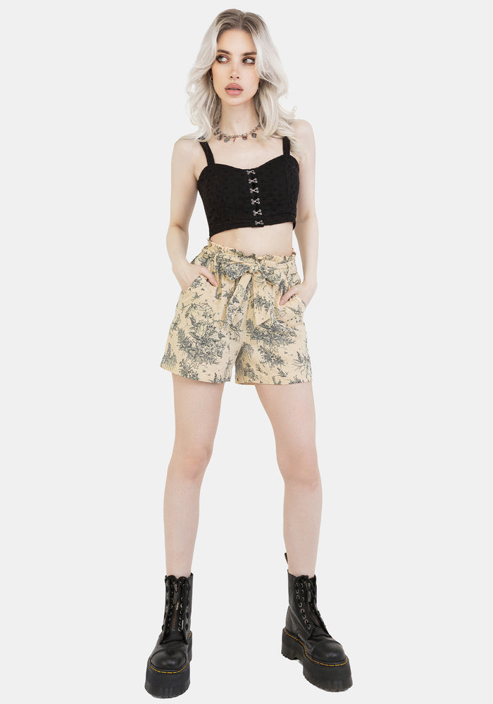Maypole Cotton Print Paperbag Shorts
