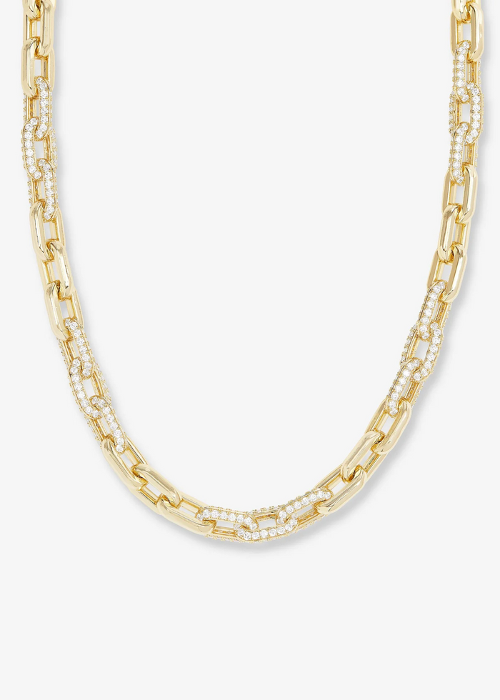 Melinda Maria gold chain link pave simulated diamond necklace