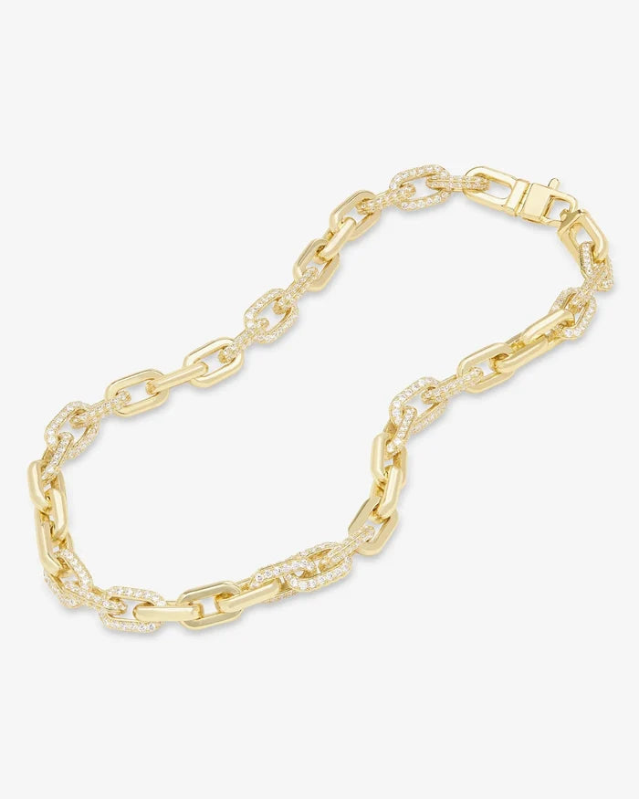 Melinda Maria Frankie Pave Chain Necklace 18" - Gold