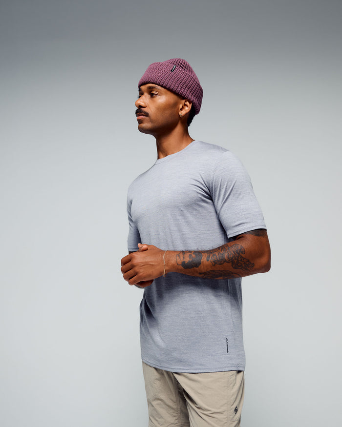 Men's 100% Merino T-shirt - Mid Grey Marle