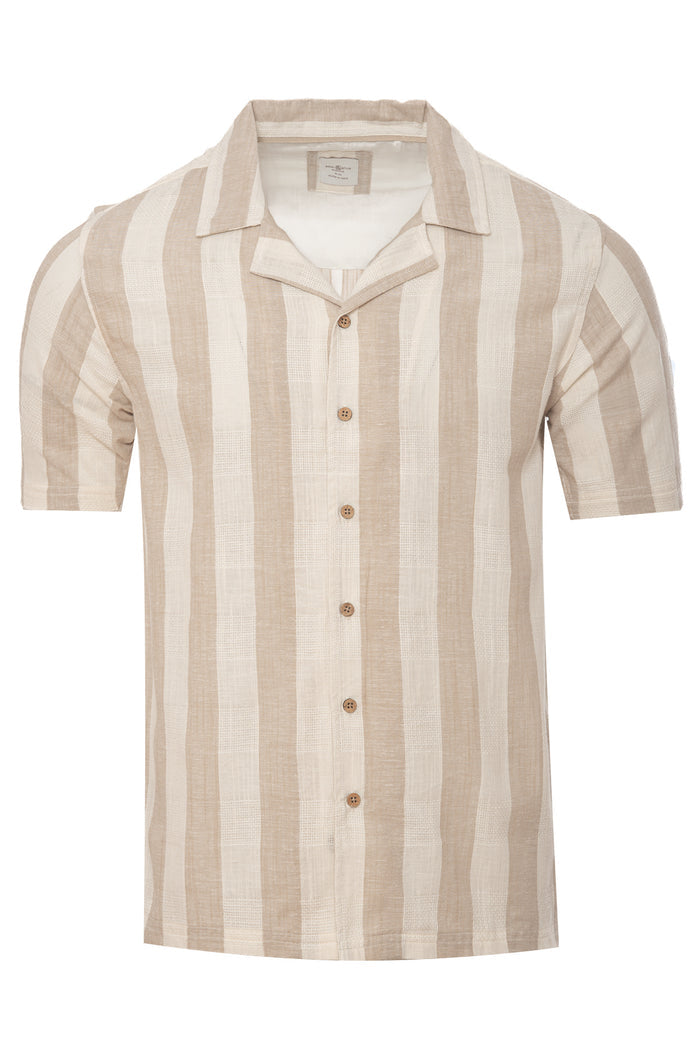 Men's Cotton Linen Dobby Stripe Revere Shirt