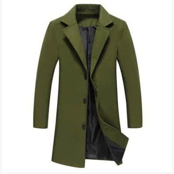 Mens Long Coat - Military Green - Dubai Offers Today