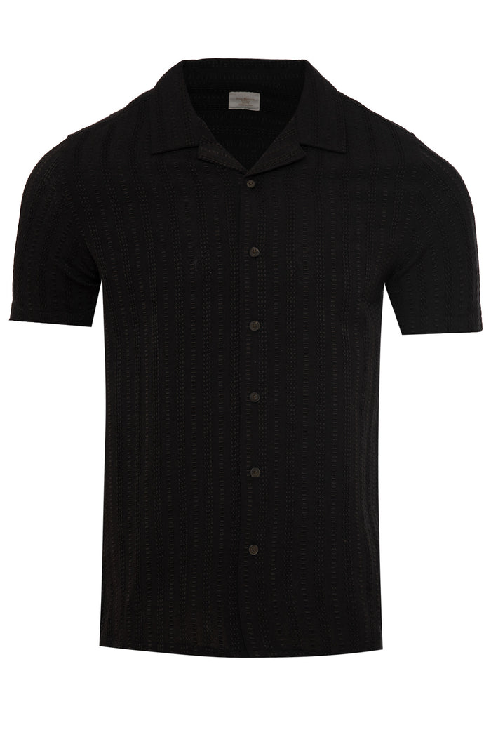 Men's Textured Stripe Collar Shirt