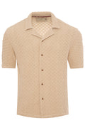 Men's Textured Waffle Knit Camp Collar Shirt