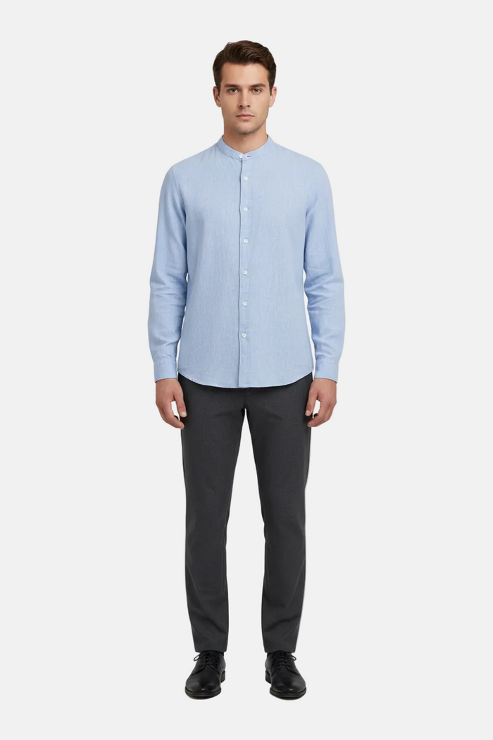 Merax Blue Long Sleeve Shirt - Tucked In