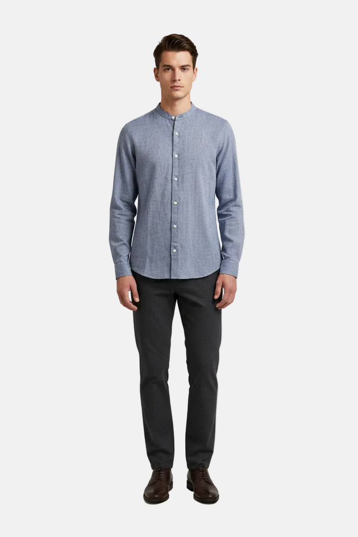 Merax Indigo Long Sleeve Shirt - Tucked In