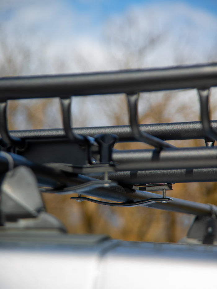 Saris MHS Cargo Roof Attachment — close-up of adjustable crossbar locking lever