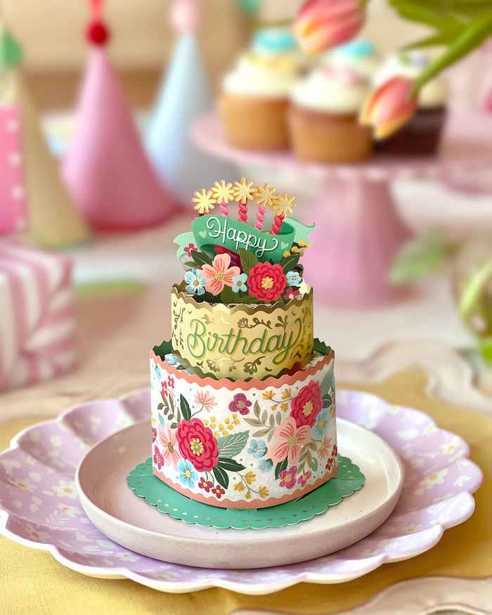 Mini Blooming Birthday Cake (10 Mini Pop-up Greeting Cards) FreshCut Paper LLC