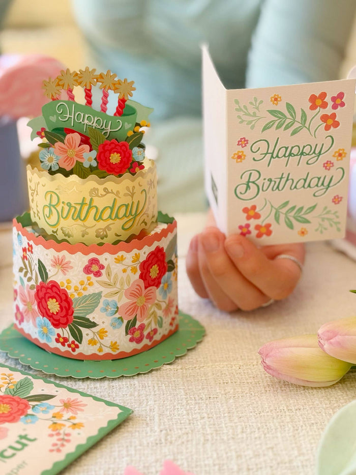 Mini Blooming Birthday Cake (10 Mini Pop-up Greeting Cards) FreshCut Paper LLC