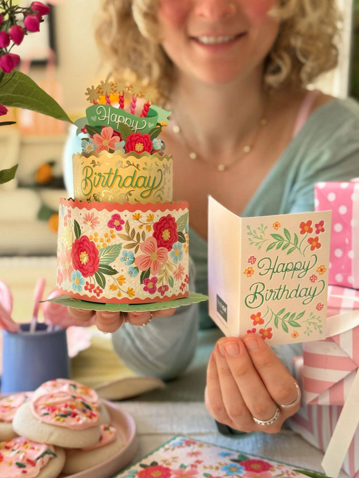 Mini Blooming Birthday Cake (10 Mini Pop-up Greeting Cards) FreshCut Paper LLC