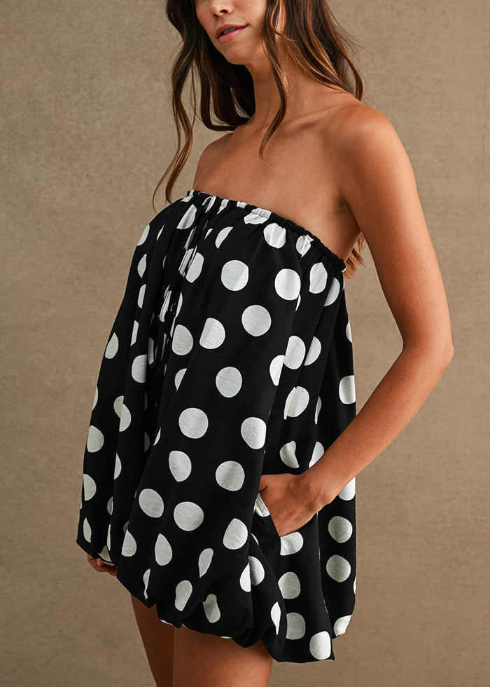 Minna Dot Bubble Romper - Black