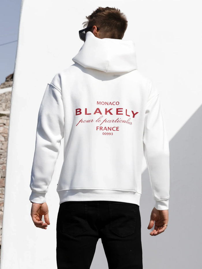 Monaco Relaxed Hoodie - White & Red