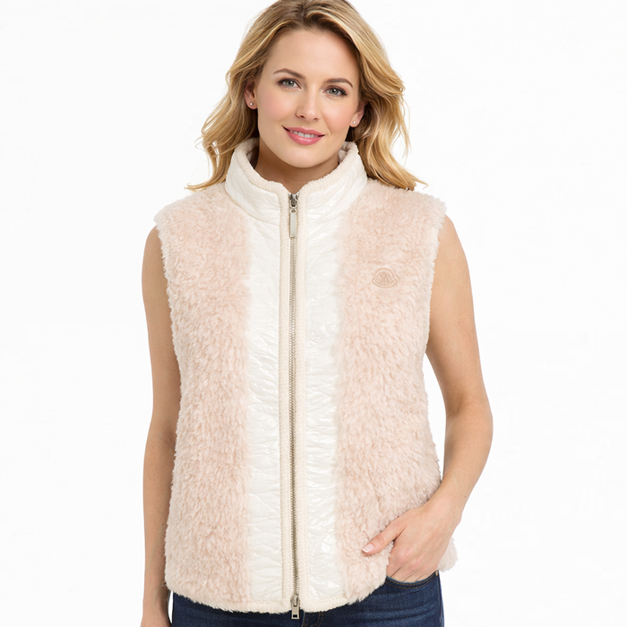 Moncler Tournel Beige Teddy Padded Vest – Women’s Luxury Gilet