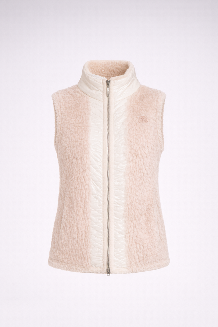Moncler Tournel Beige Teddy Padded Vest – Women’s Luxury Gilet