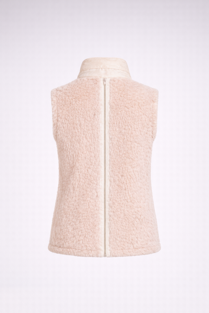 Moncler Tournel Beige Teddy Padded Vest – Women’s Luxury Gilet