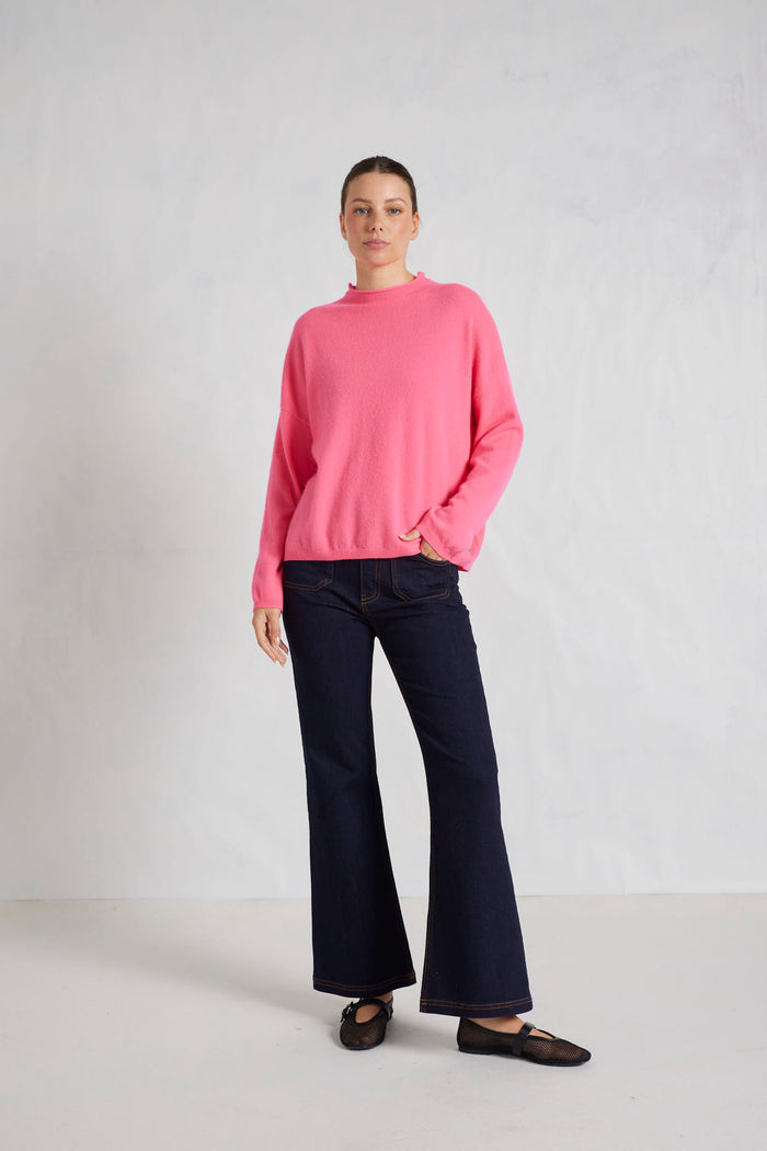 Alessandra Knitwear Monet Cashmere Sweater in Electric Pink