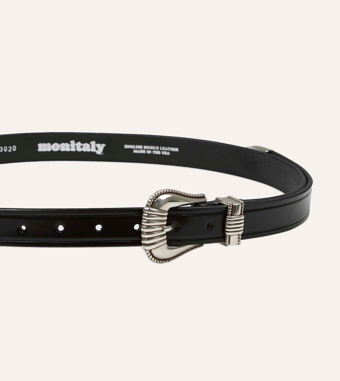 Monitaly Extended 1" Black Leather Belt