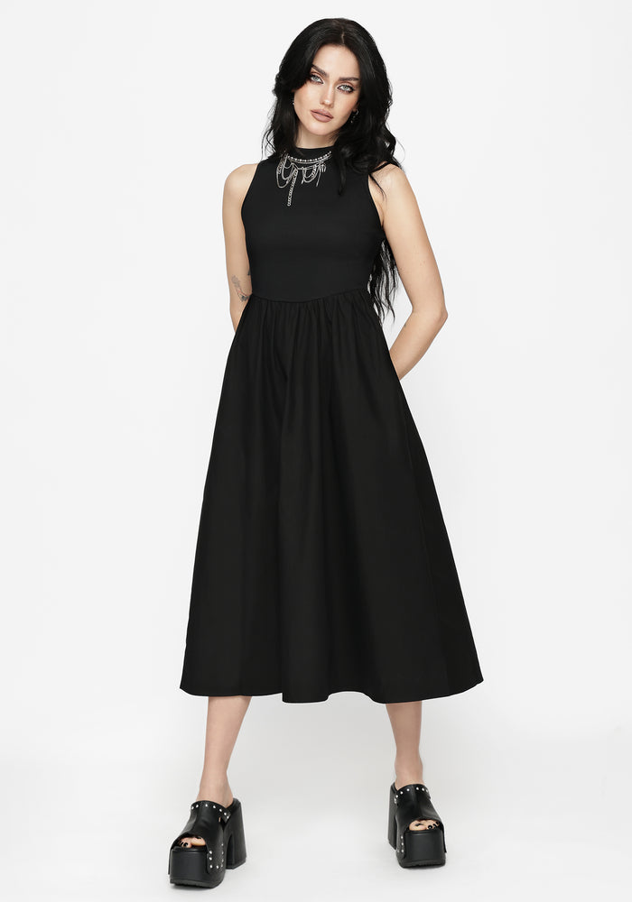 Morthira Open Back Lace Up Midaxi Dress