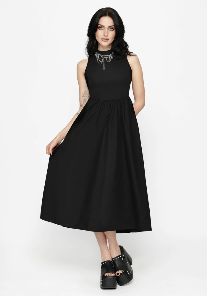 Morthira Open Back Lace Up Midaxi Dress
