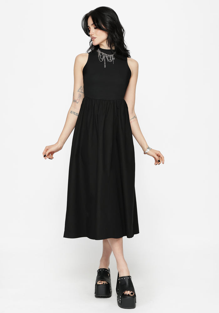 Morthira Open Back Lace Up Midaxi Dress