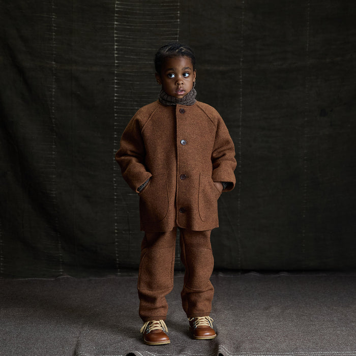 Mountain Kids Jacket - Boiled Merino Wool - Auburn