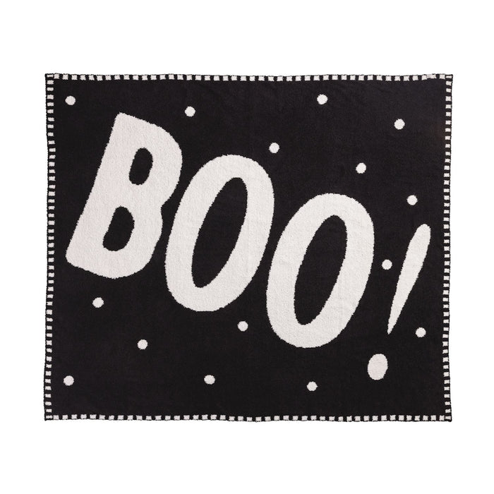 Mudpie- Black Boo Chenille Blanket #81000008