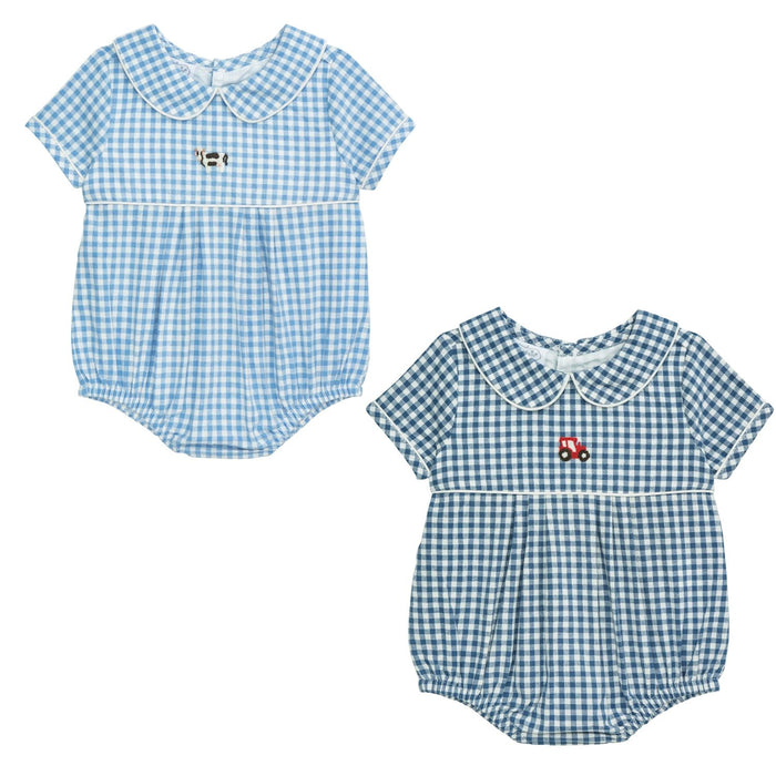 Mudpie- Tractor & Cow Gingham Bubbles #10710220