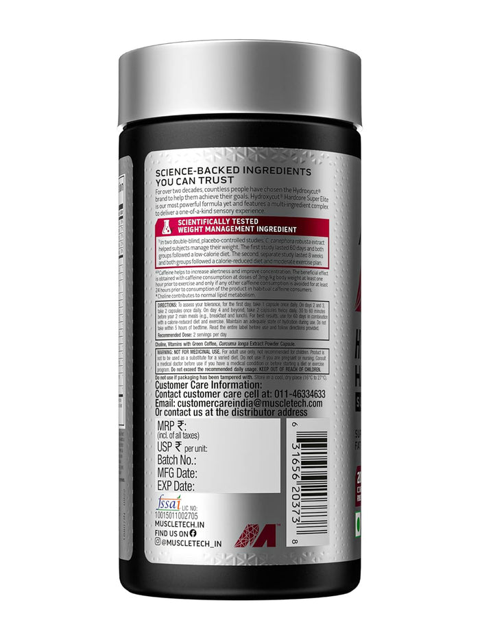 MuscleTech Hydroxycut Hardcore Super Elite Capsules (Pack of 100 Capsules)