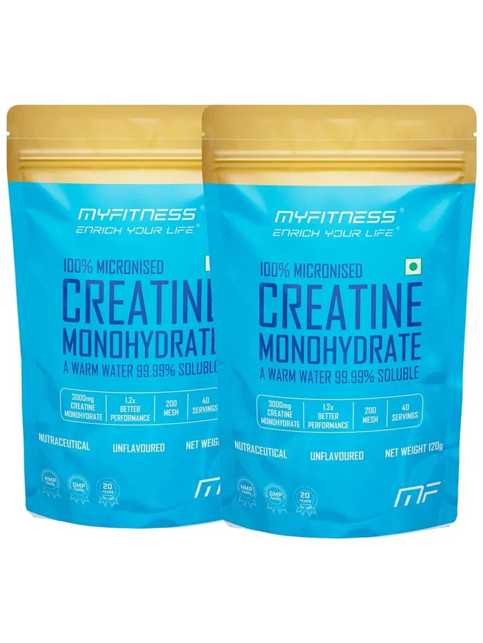 MYFITNESS 100% Micronized Creatine Monohydrate Unflavoured 240g (Pack of 2)