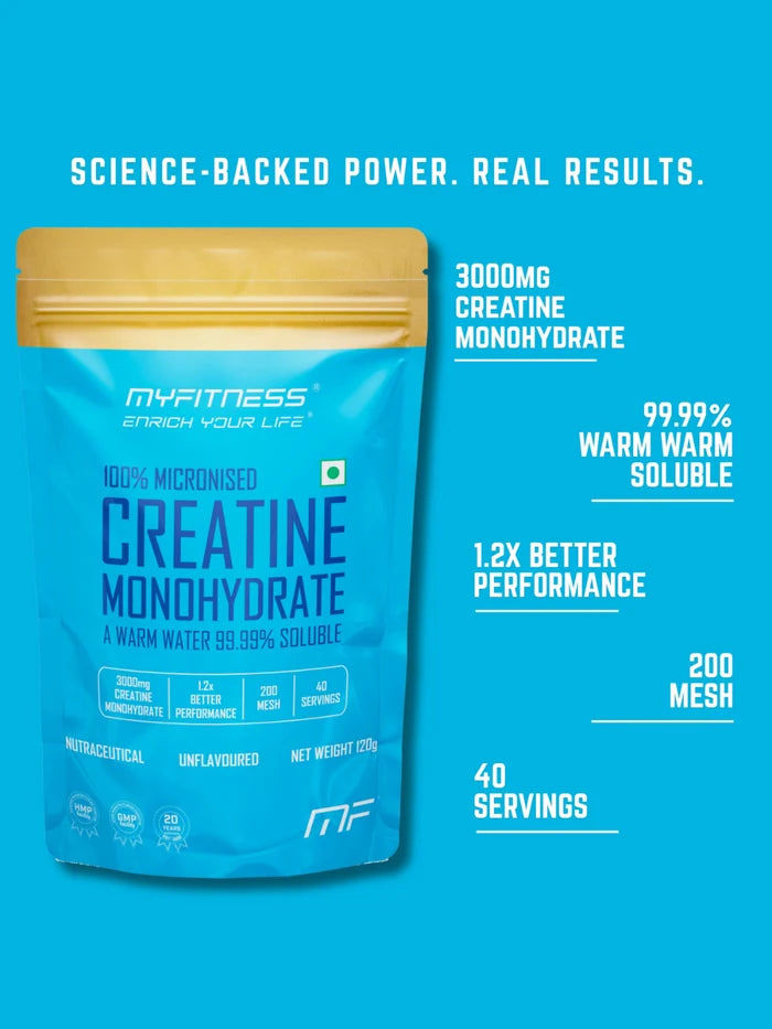 MYFITNESS 100% Micronized Creatine Monohydrate Unflavoured 240g (Pack of 2)