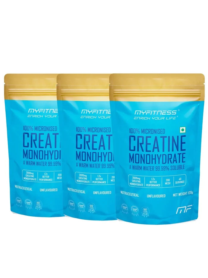 MYFITNESS 100% Micronized Creatine Monohydrate Unflavoured 360g (Pack of 3)