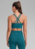 CRZ YOGA Womens Strappy Longline Nakedfeel Training Sports Bra Borealis Green
